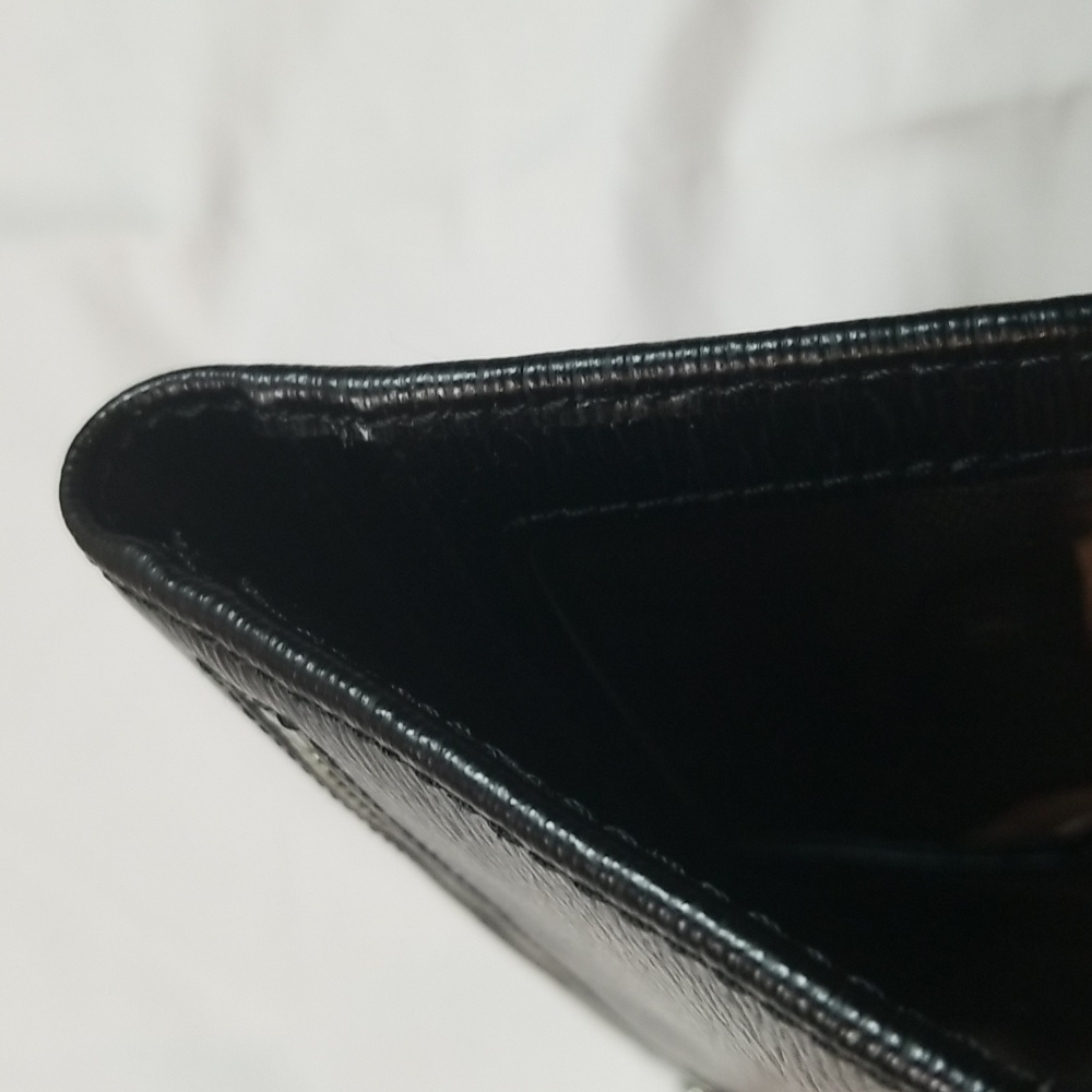 - Ralph Lauren Black Leather Sloan Street Textured Slim Long Carryall Wall… - Picture 7 of 8